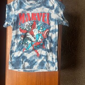 Marvel Kids Blue and White Tie-Dye Superhero Tee